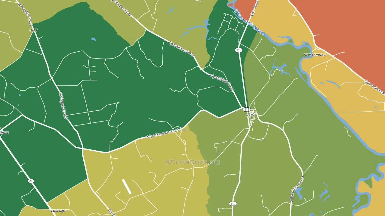 Clyo, GA Map of Vandalism Rates