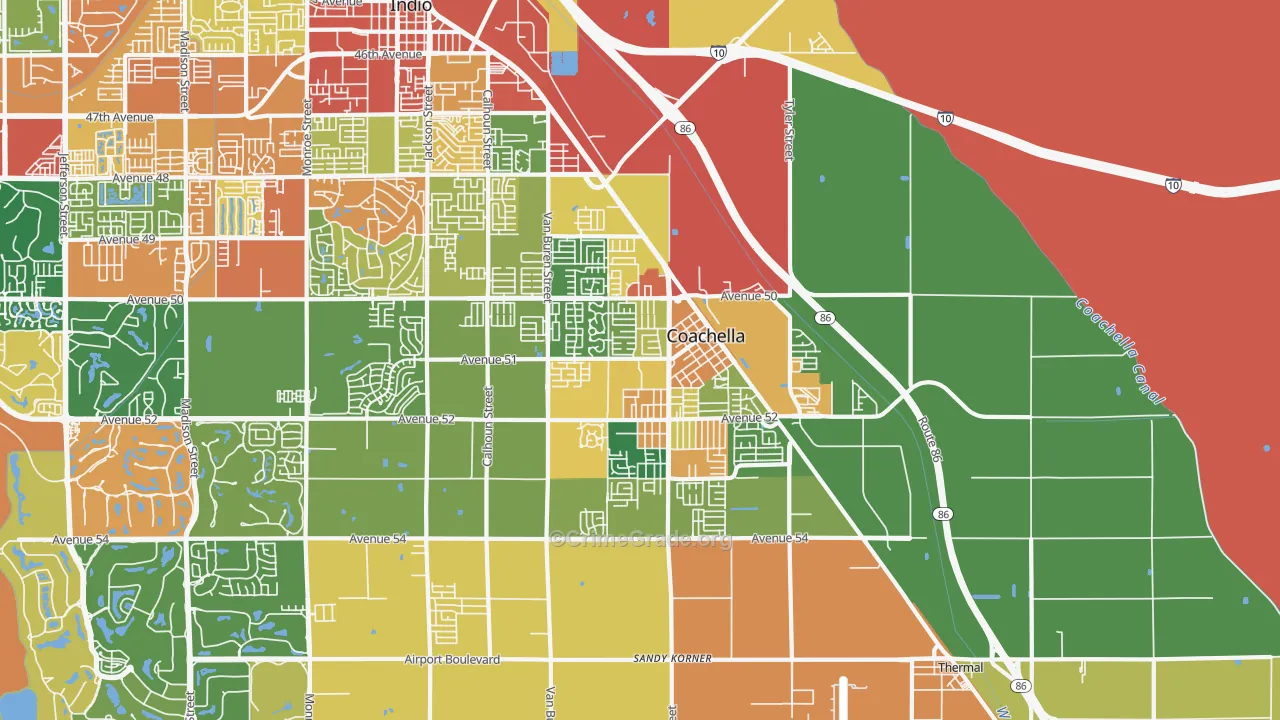 Coachella, CA Map of Vandalism Rates