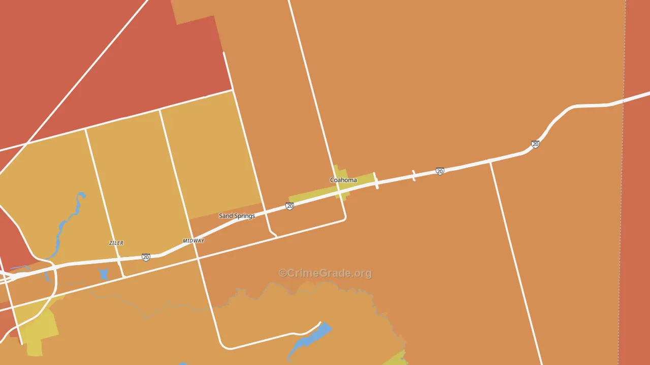 Coahoma, TX Map of Vandalism Rates