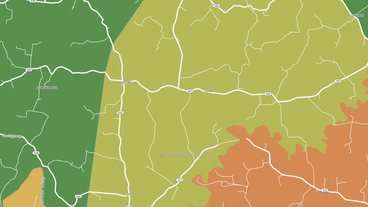 Coakley, KY Map of Vandalism Rates