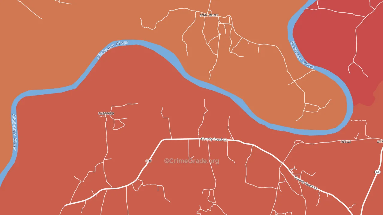 Coal Bluff, AL Map of Vandalism Rates