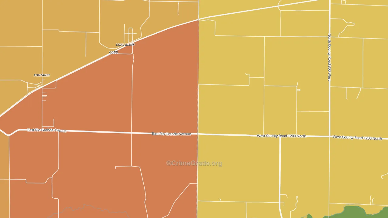 Coal Bluff, IN Map of Vandalism Rates