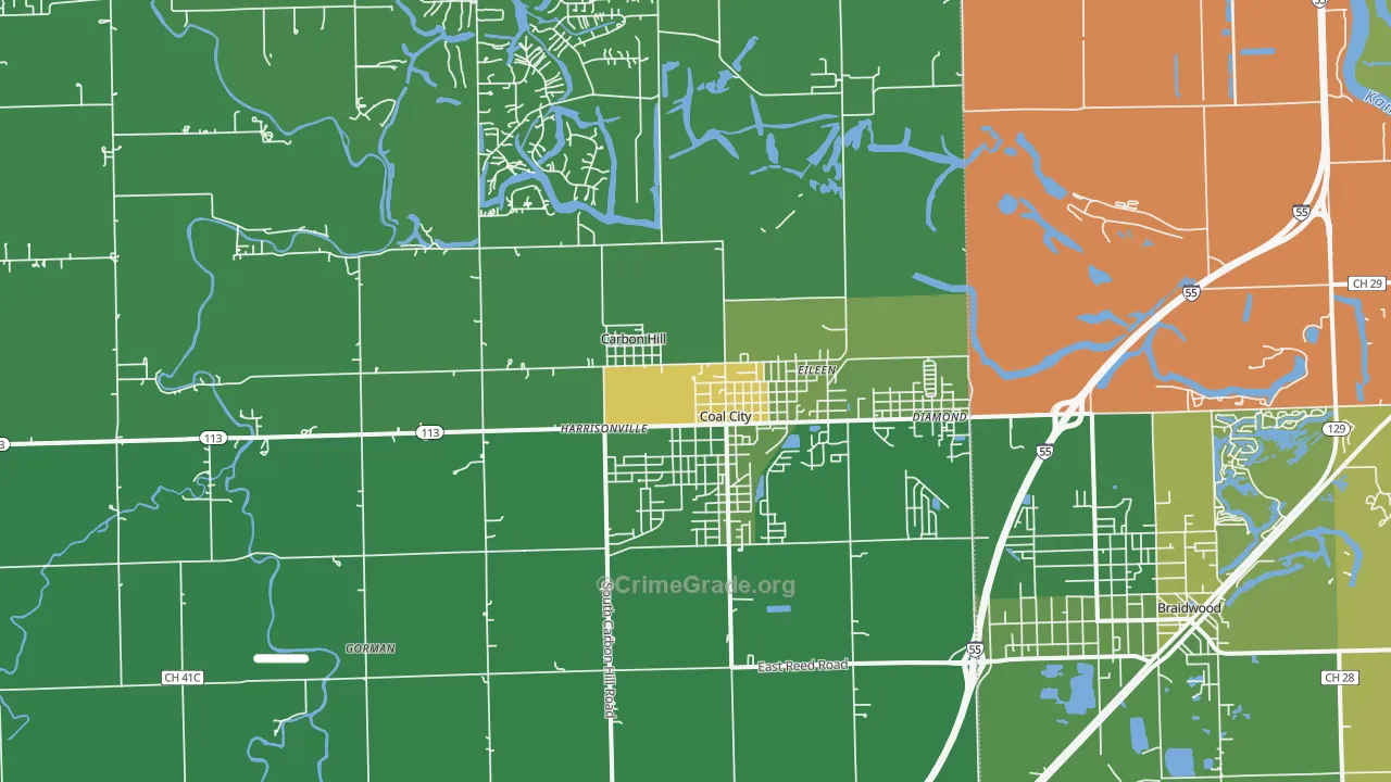 Coal City, IL Map of Vandalism Rates