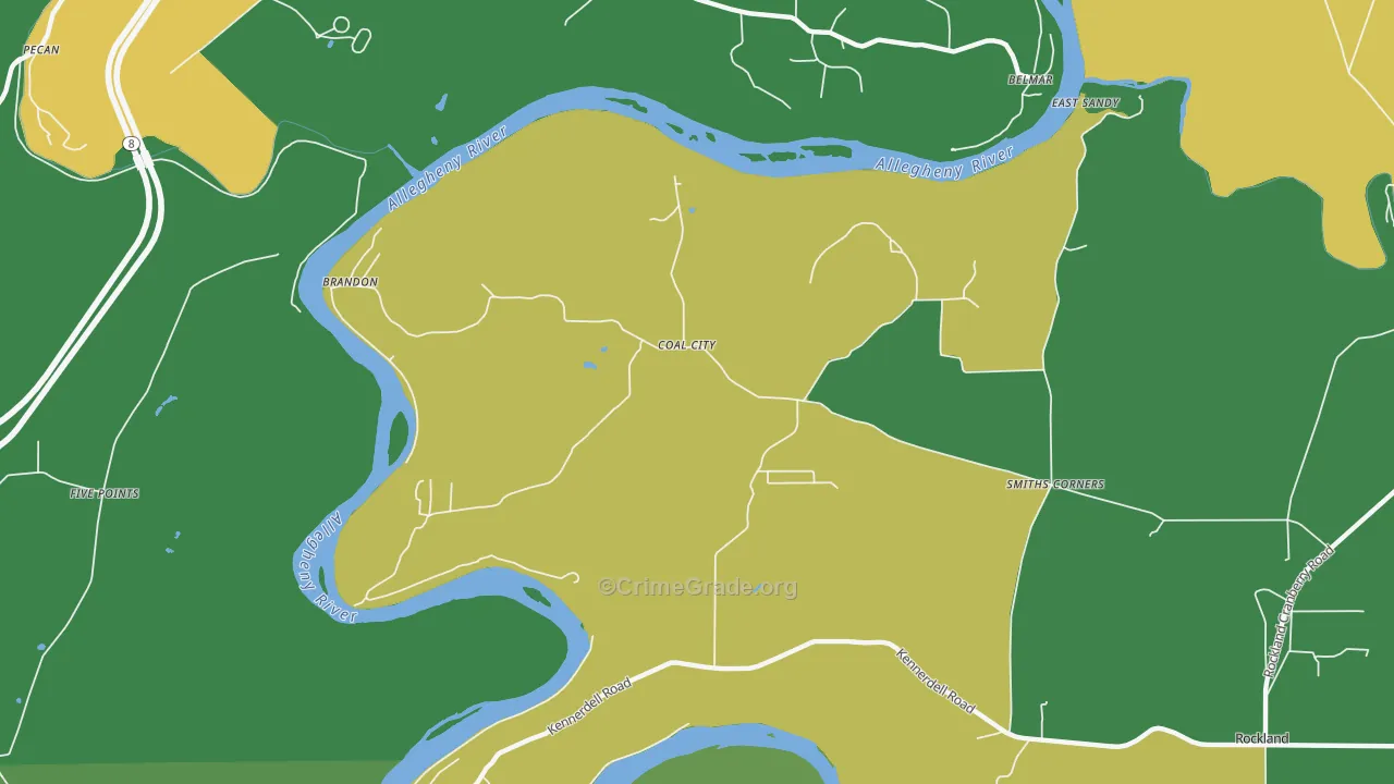 Coal City, PA Map of Vandalism Rates