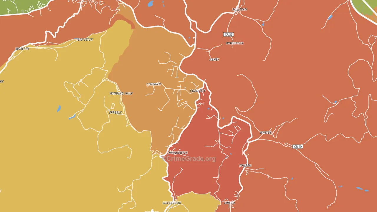Coal City, WV Map of Vandalism Rates