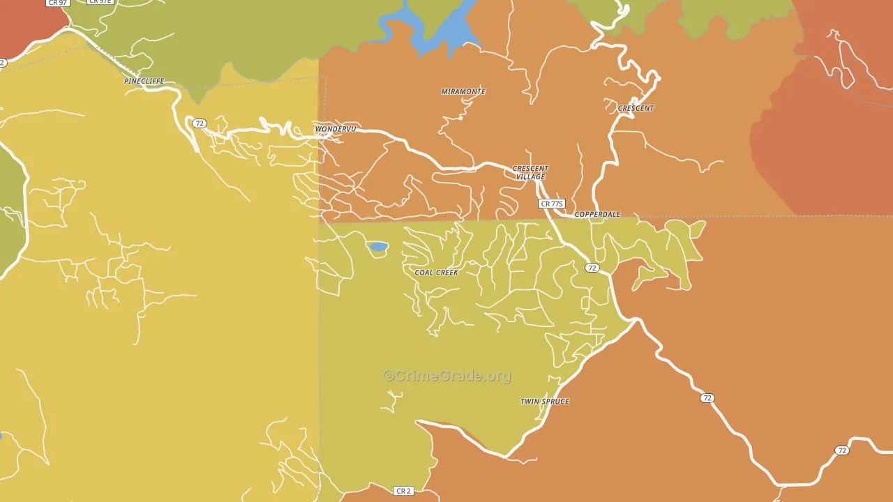 Coal Creek, CO Map of Vandalism Rates