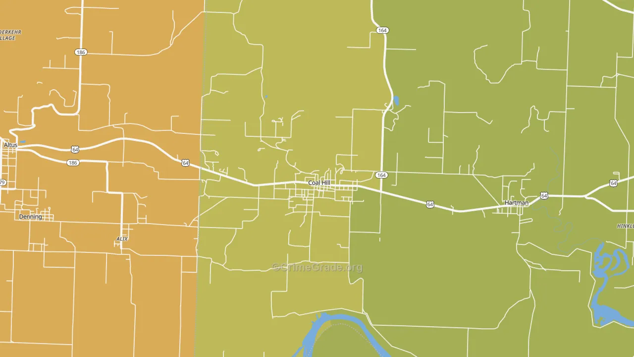 Coal Hill, AR Map of Vandalism Rates