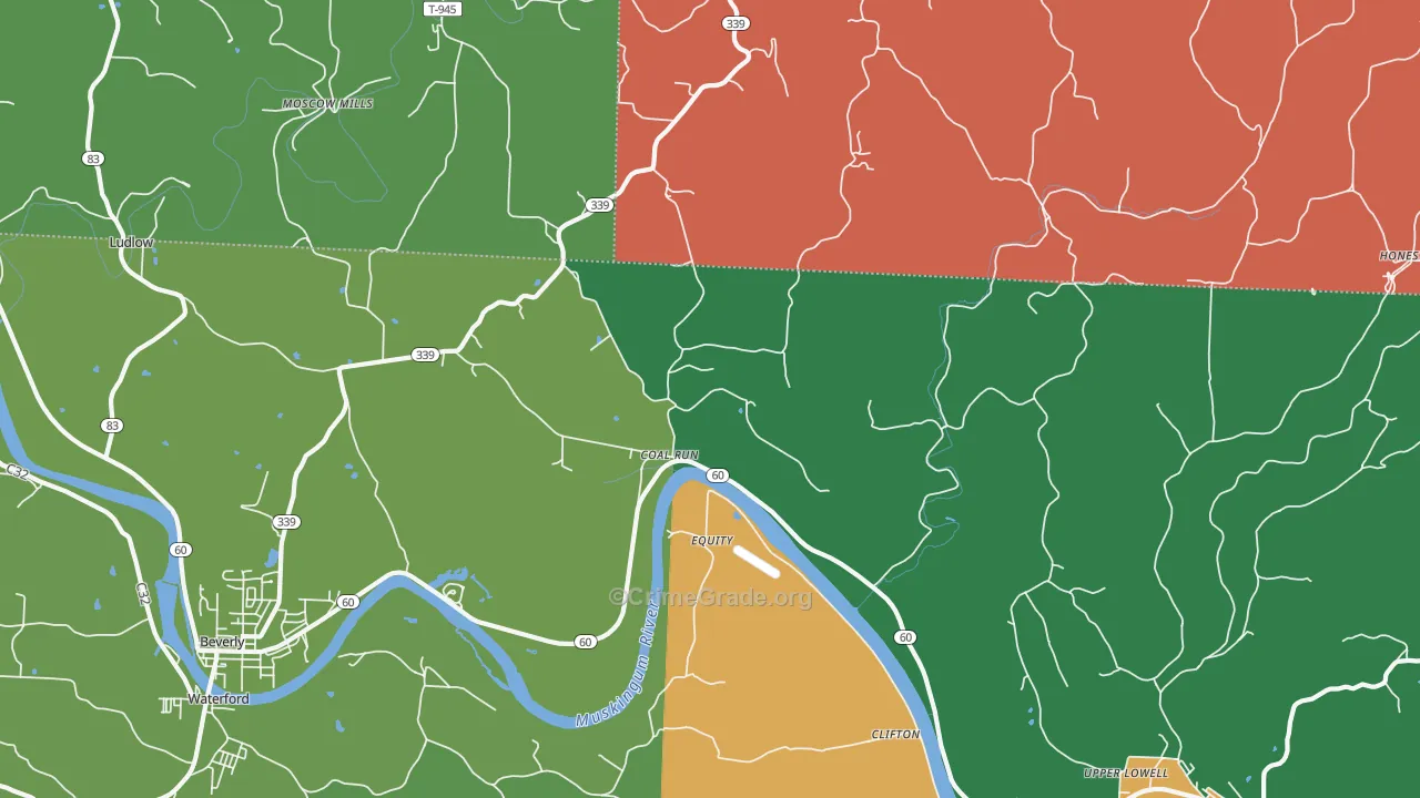 Coal Run, OH Map of Vandalism Rates