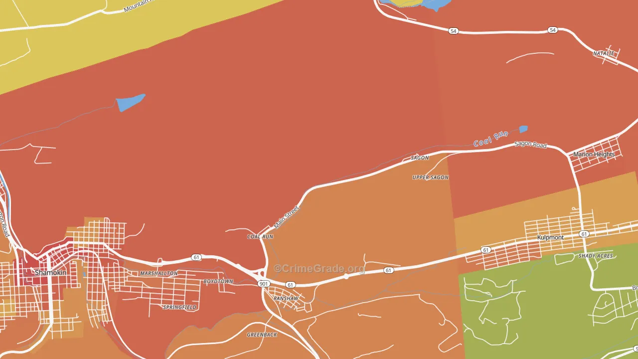Coal Run, PA Map of Vandalism Rates