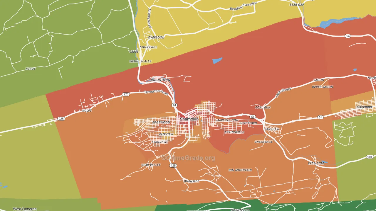 Coal Township, PA Map of Vandalism Rates