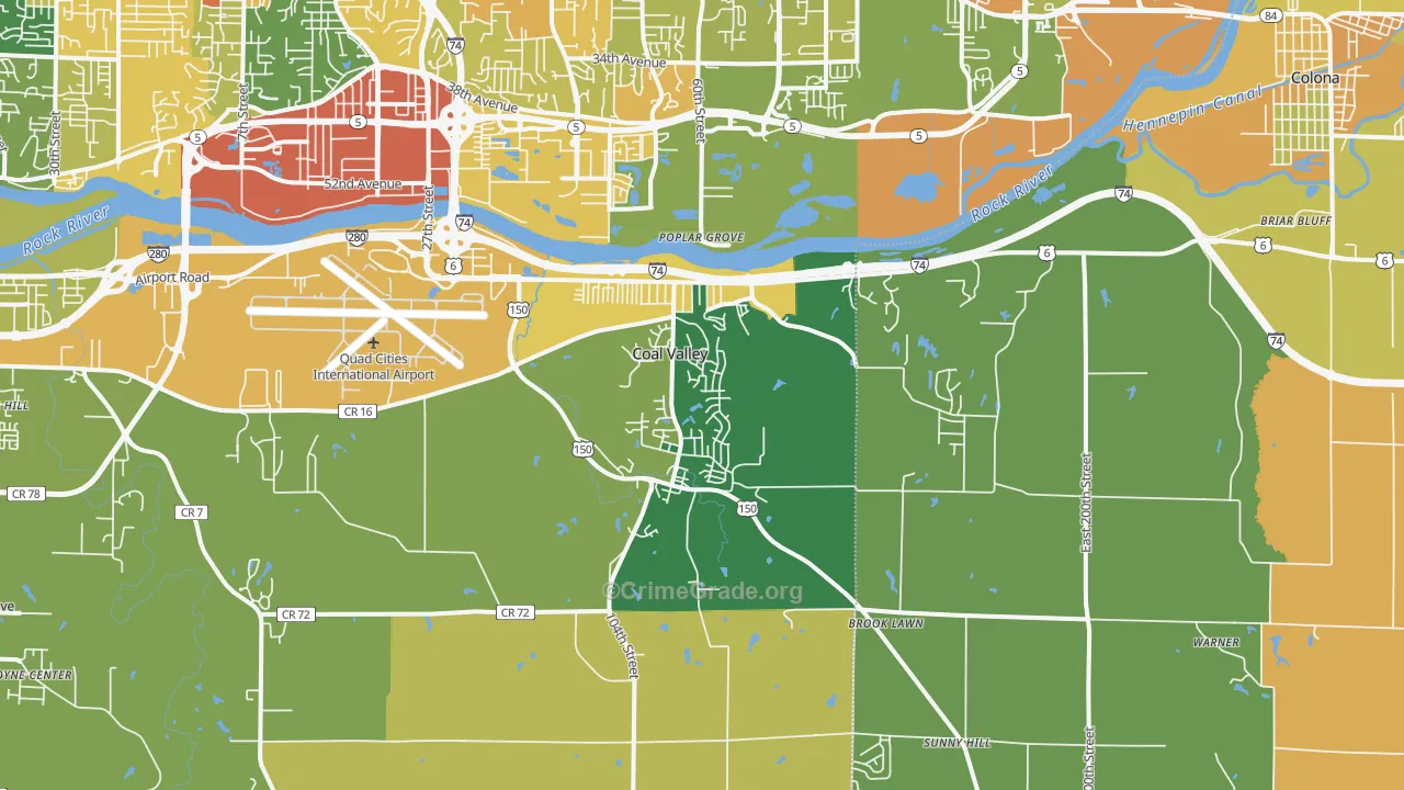 Coal Valley, IL Map of Vandalism Rates