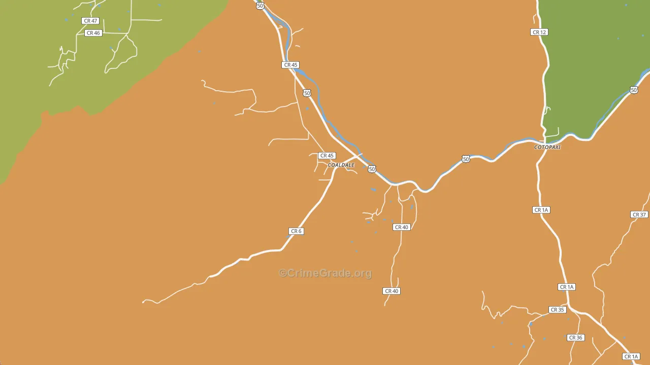 Coaldale, CO Map of Vandalism Rates