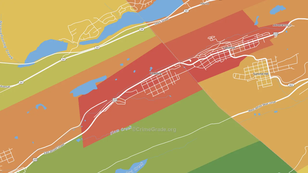 Coaldale, PA Map of Vandalism Rates