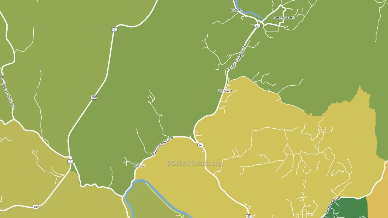 Coaledo, OR Map of Vandalism Rates