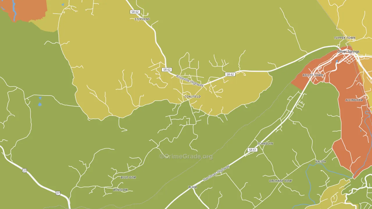 Coalfield, TN Map of Vandalism Rates