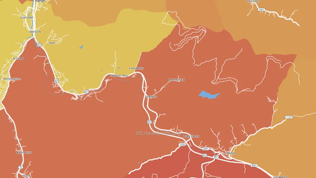 Coalgood, KY Map of Vandalism Rates