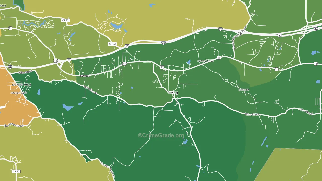 Coaling, AL Map of Vandalism Rates