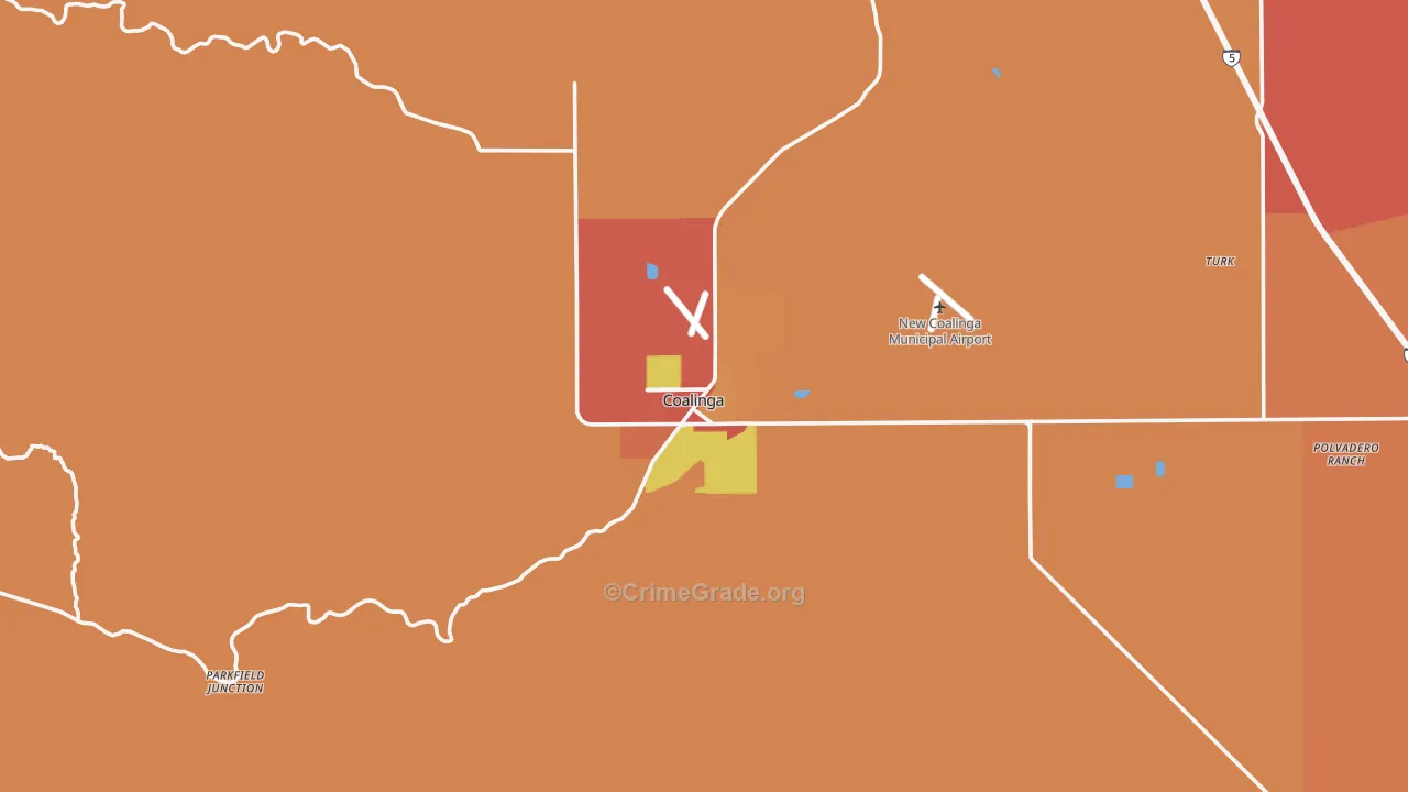 Coalinga, CA Map of Vandalism Rates