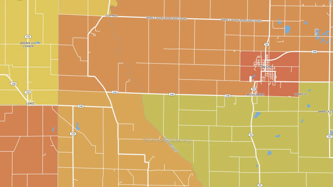 Coalmont, IN Map of Vandalism Rates