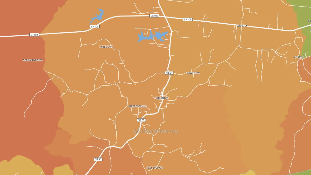 Coalmont, TN Map of Vandalism Rates
