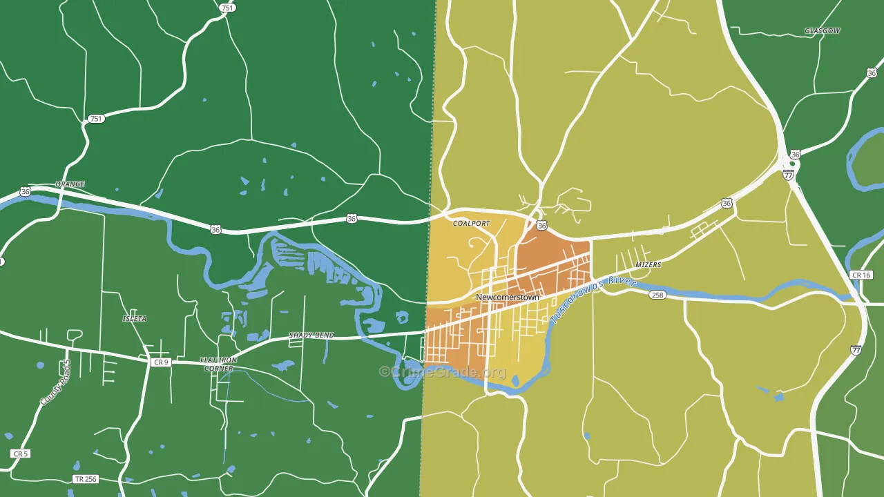 Coalport, OH Map of Vandalism Rates