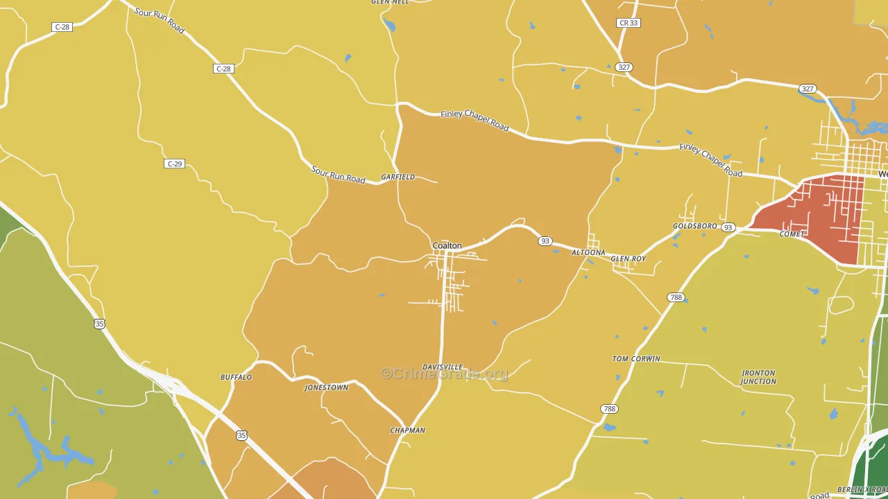 Coalton, OH Map of Vandalism Rates