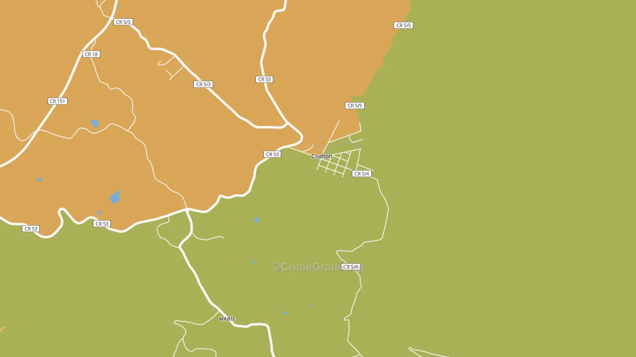 Coalton, WV Map of Vandalism Rates