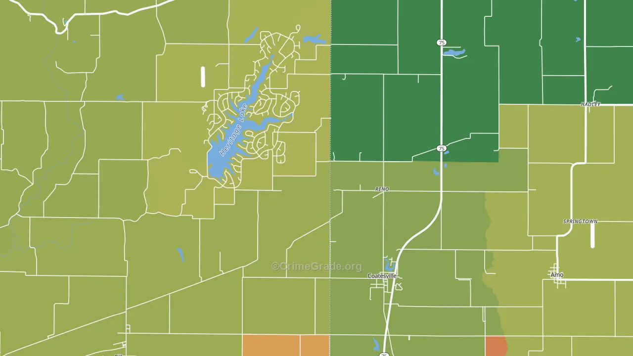 Coatesville, IN Map of Vandalism Rates