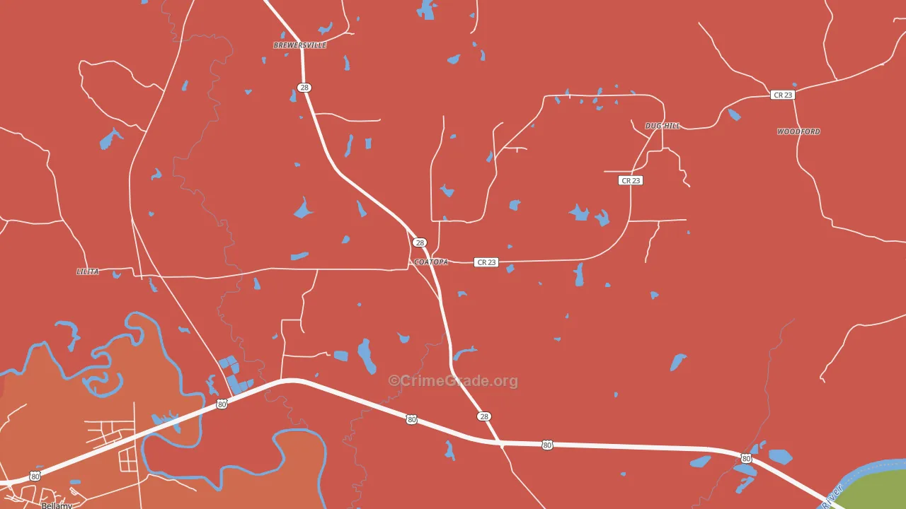 Coatopa, AL Map of Vandalism Rates