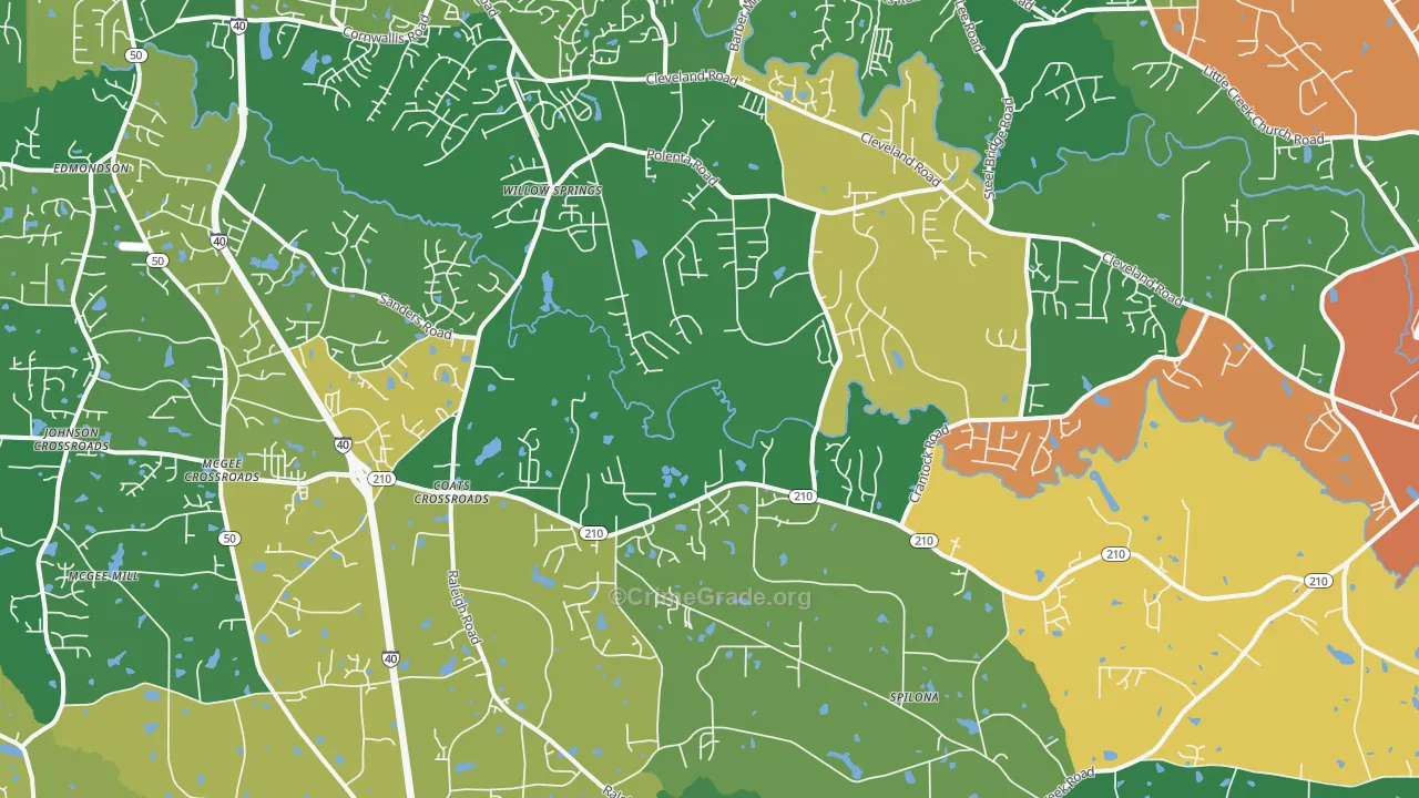 Coats Crossroads, NC Map of Vandalism Rates