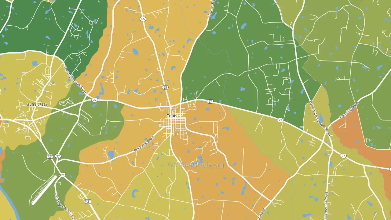 Coats, NC Map of Vandalism Rates