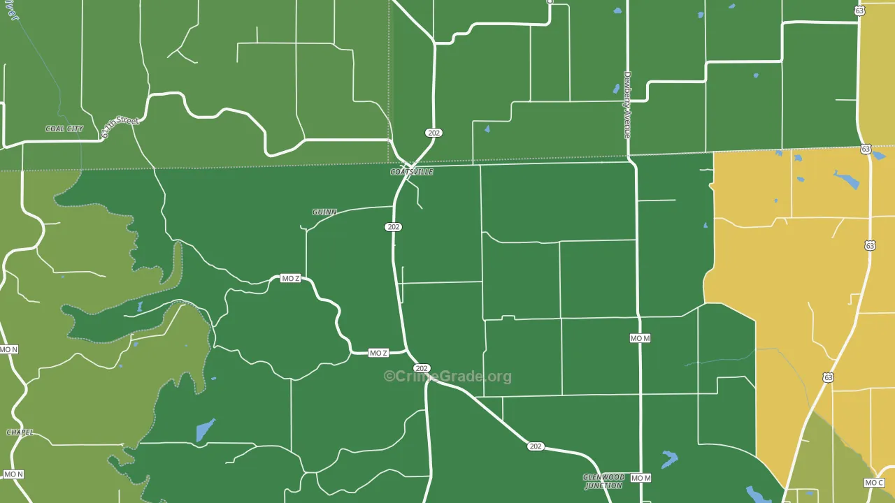 Coatsville, MO Map of Vandalism Rates