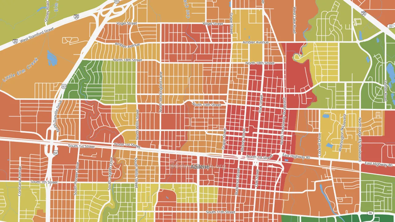 Cobb Park Area, Abilene, TX Map of Vandalism Rates
