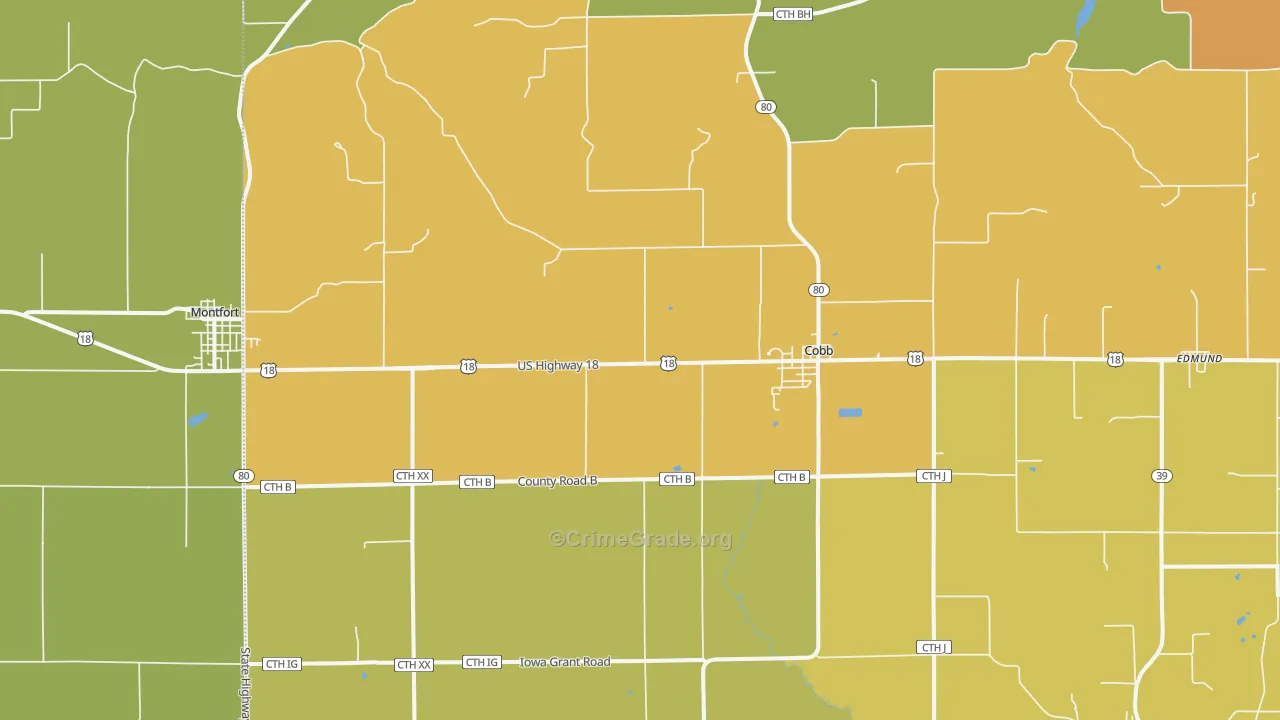 Cobb, WI Map of Vandalism Rates
