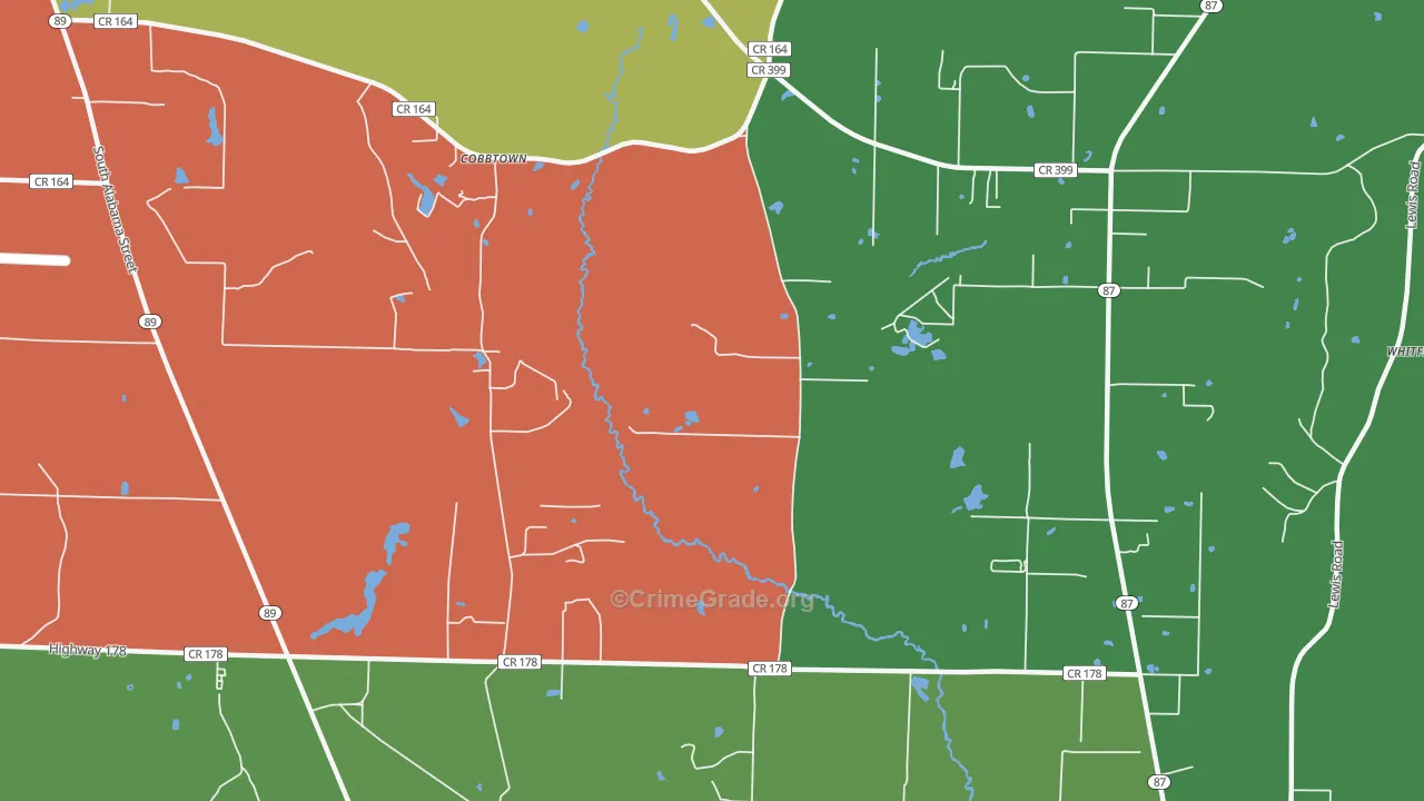 Cobbtown, FL Map of Vandalism Rates