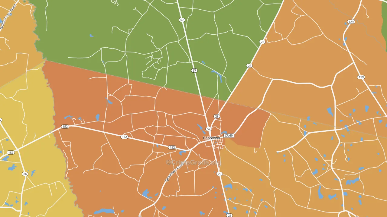 Cobbtown, GA Map of Vandalism Rates