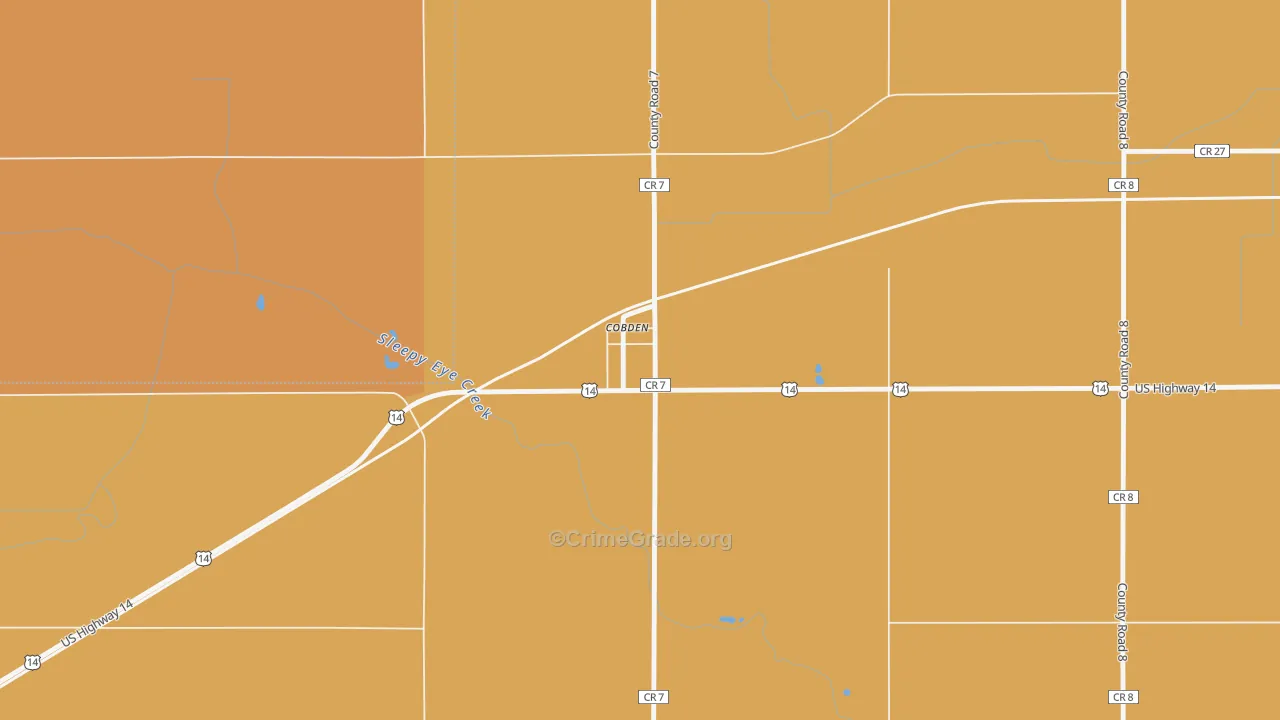 Cobden, MN Map of Vandalism Rates