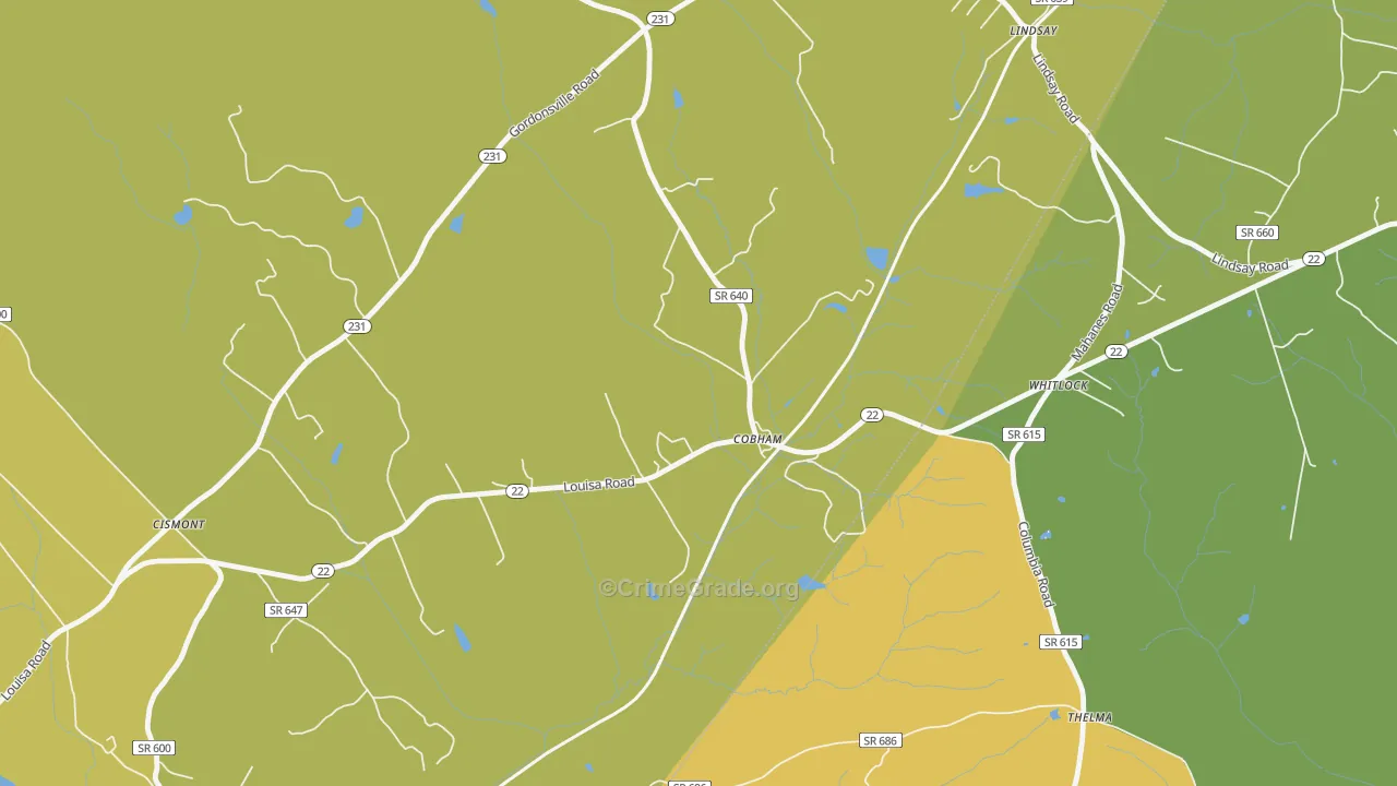 Cobham, VA Map of Vandalism Rates