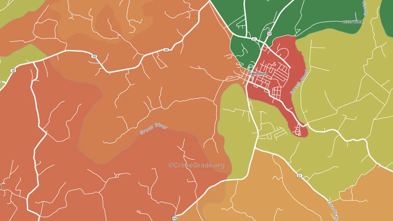 Coburg, KY Map of Vandalism Rates