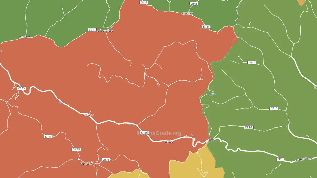 Coburn, WV Map of Vandalism Rates