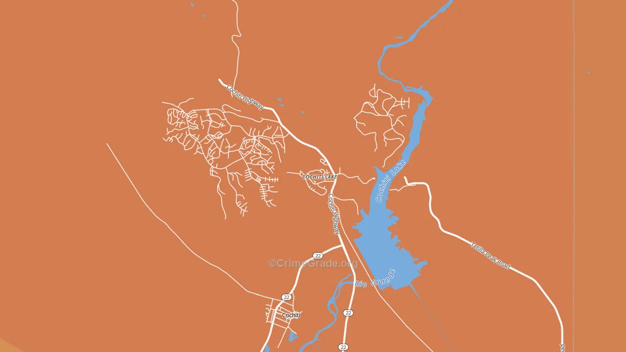 Cochiti Lake, NM Map of Vandalism Rates