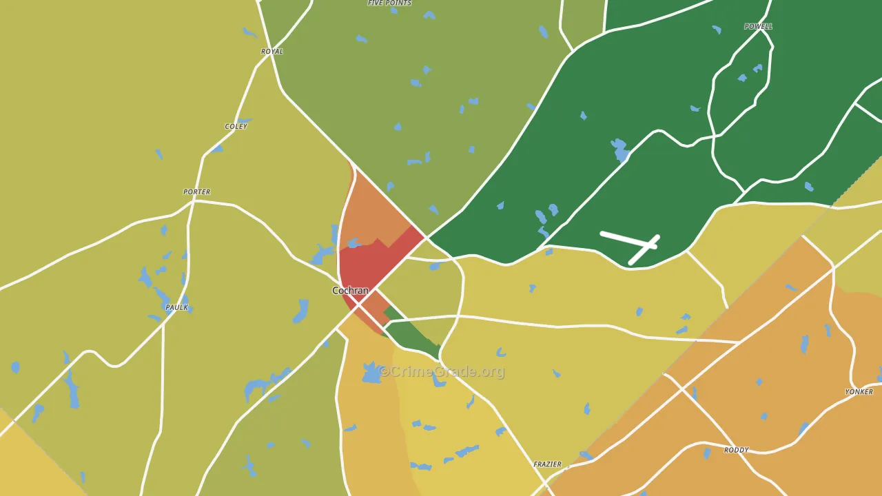 Cochran, GA Map of Vandalism Rates