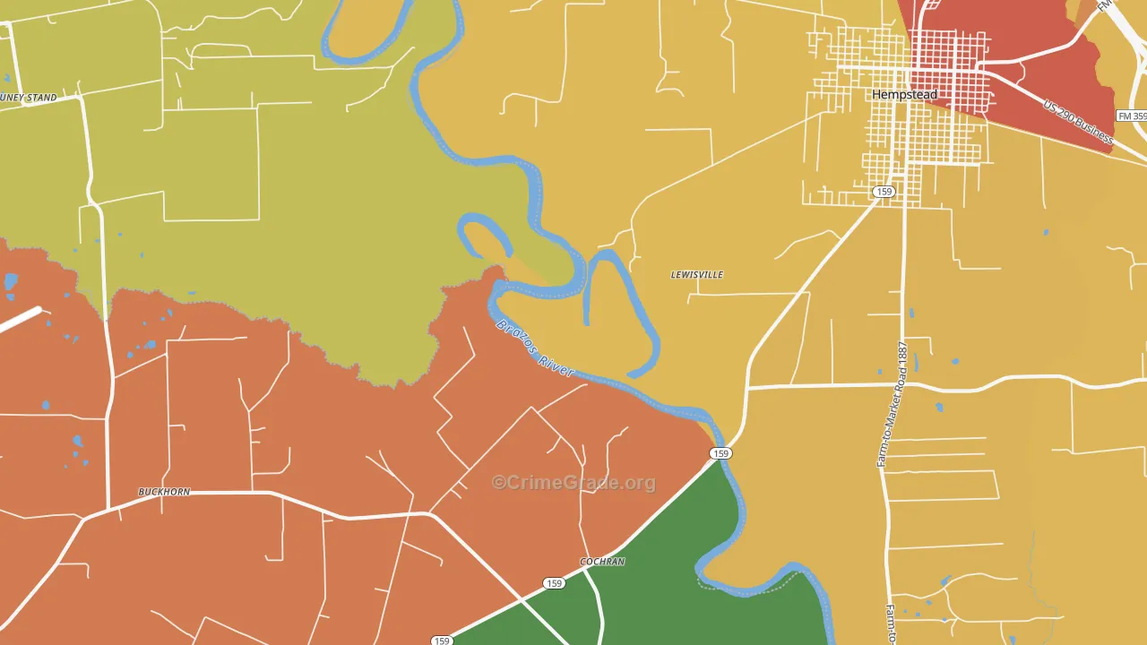 Cochran, TX Map of Vandalism Rates