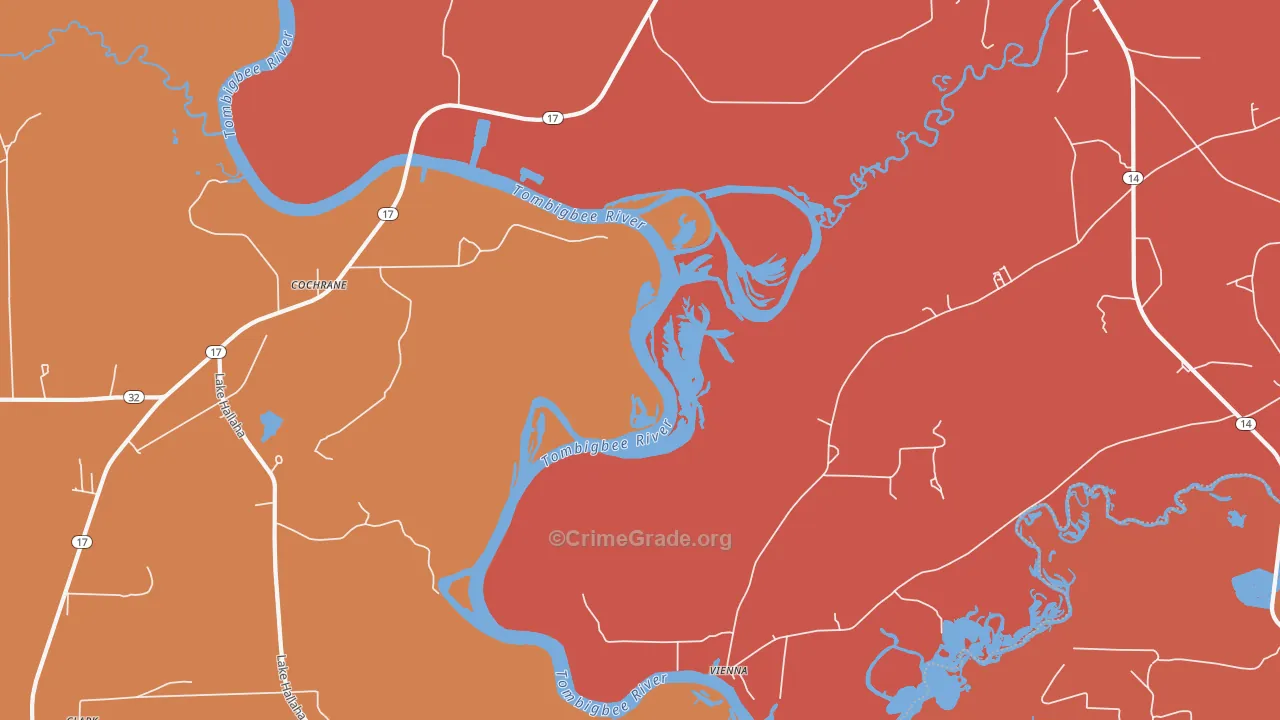 Cochrane, AL Map of Vandalism Rates