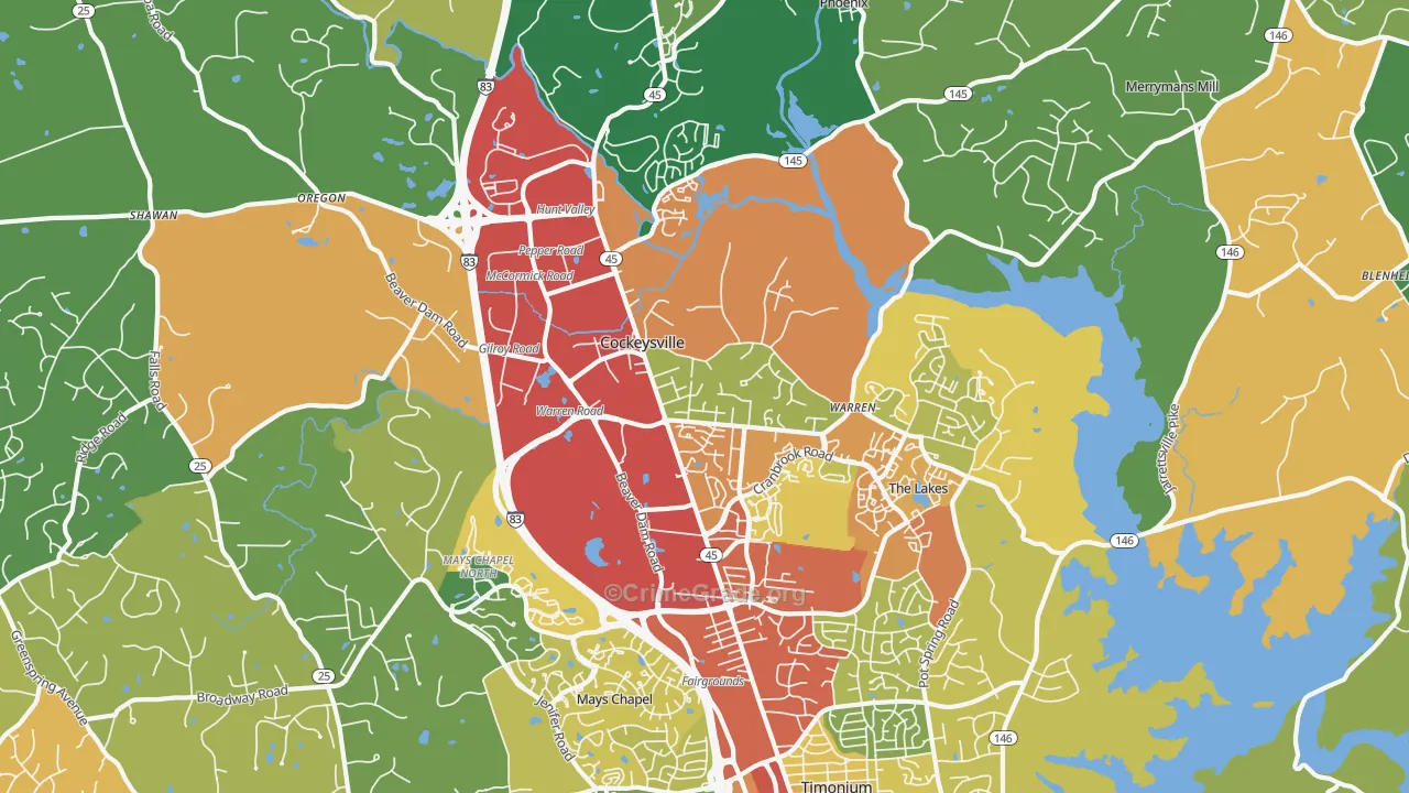 Cockeysville, MD Map of Vandalism Rates