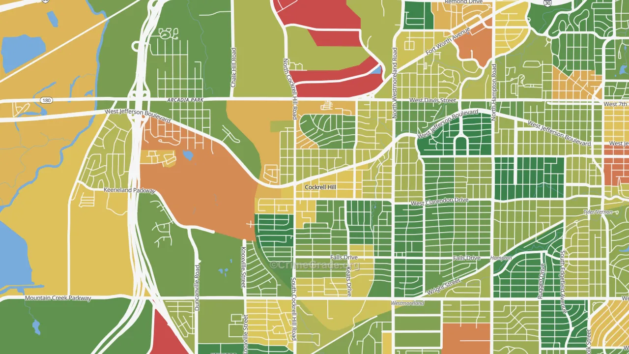 Cockrell Hill, TX Map of Vandalism Rates