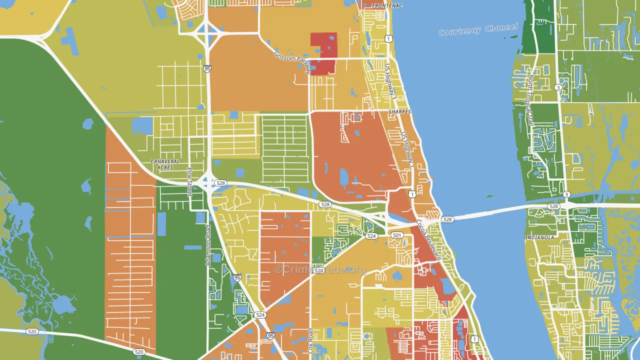 Cocoa, FL Map of Vandalism Rates