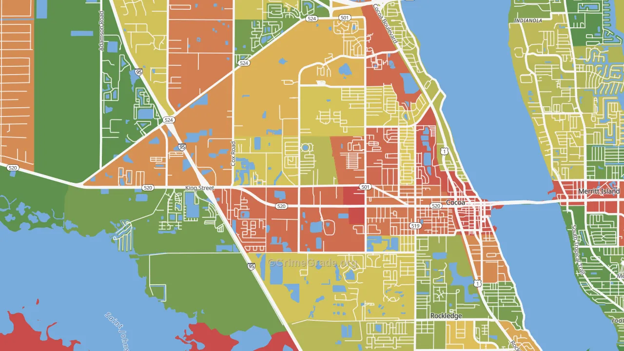 Cocoa West, FL Map of Vandalism Rates