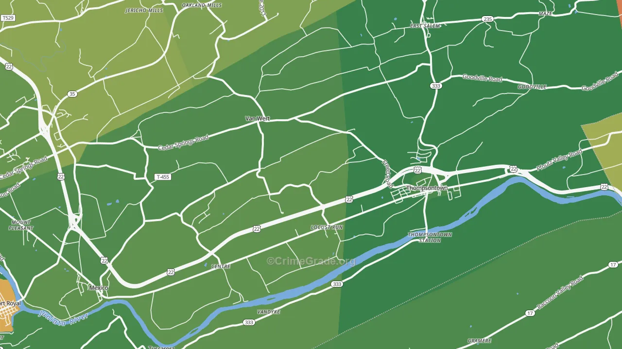 Cocolamus, PA Map of Vandalism Rates