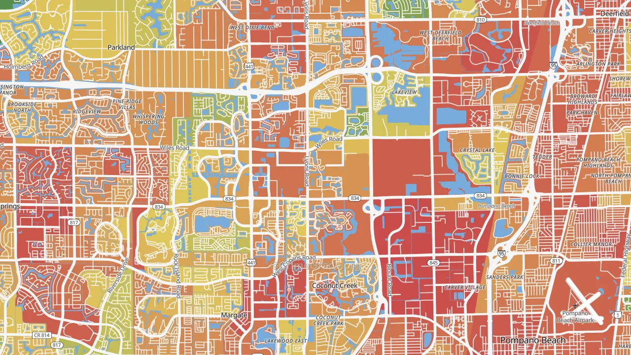 Coconut Creek, FL Map of Vandalism Rates
